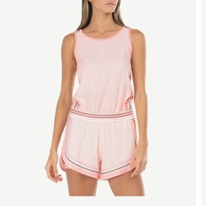 K-Swiss Cross Court Pink Stripe Tennis Romper Size Medium‎
